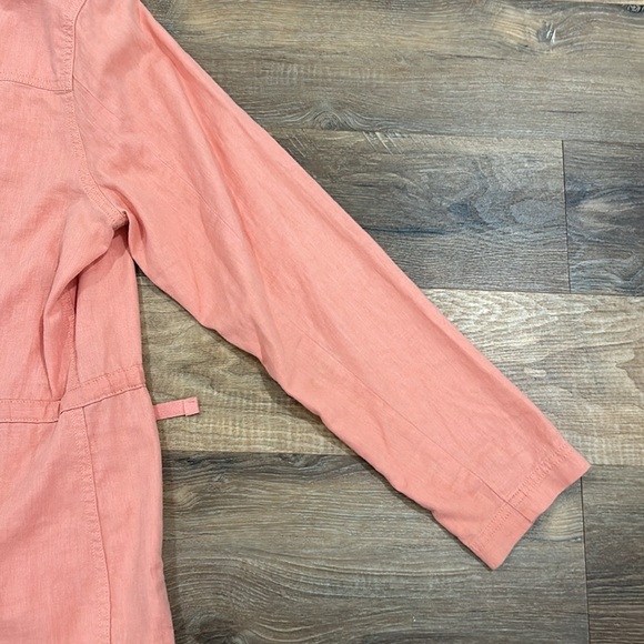 LL Bean Linen Utility Jacket Pink/Salmon Size Med Regular. Packable hood - Picture 15 of 16